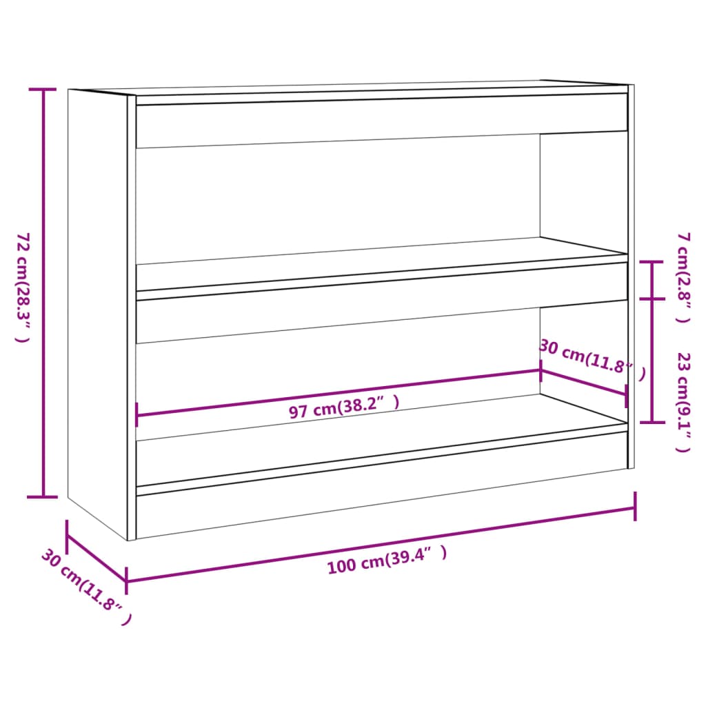 Βιβλιοθήκη/Διαχωριστικό Χώρου Sonoma Δρυς 100 x 30 x 72 εκ. - Pakobazaar