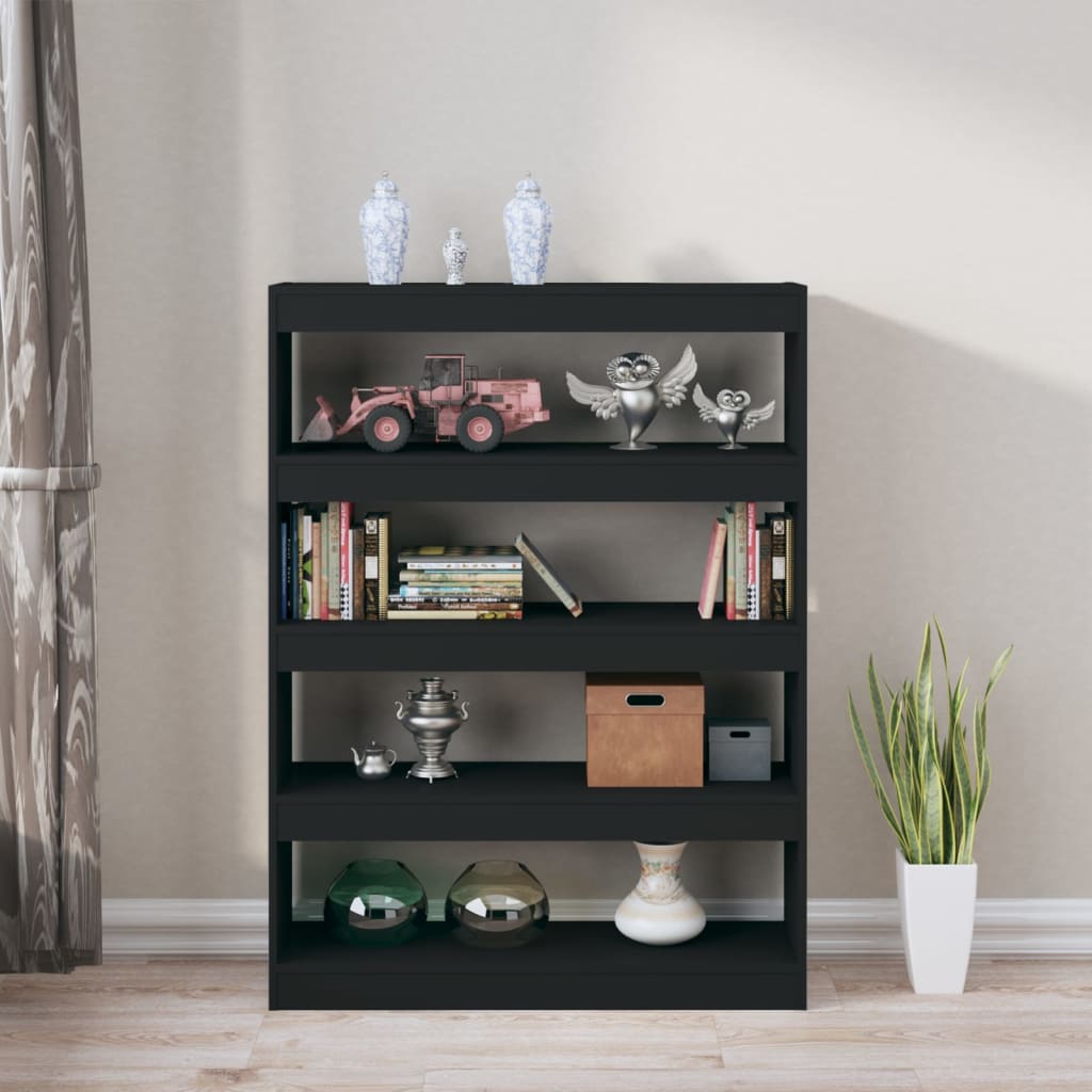 Βιβλιοθήκη/Διαχωριστικό Χώρου Μαύρο 100x30x135 εκ.