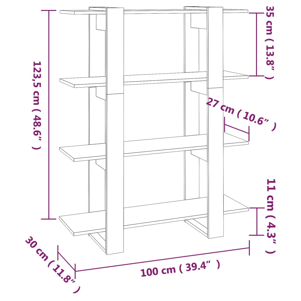 Βιβλιοθήκη/Διαχωριστικό Χώρου Γκρι Sonoma 100 x 30 x 123,5 εκ.