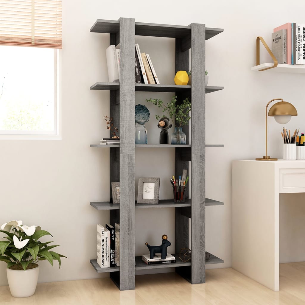 Βιβλιοθήκη/Διαχωρ. Χώρου Γκρι Sonoma 80x30x160 εκ. Επεξ. Ξύλο - Pakobazaar