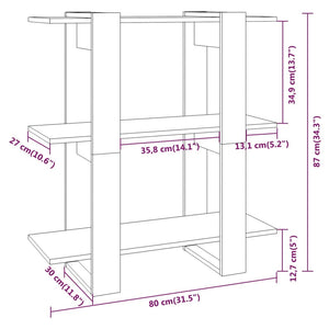 Βιβλιοθήκη/Διαχωριστικό Χώρου Καφέ Δρυς 80 x 30 x 87 εκ.