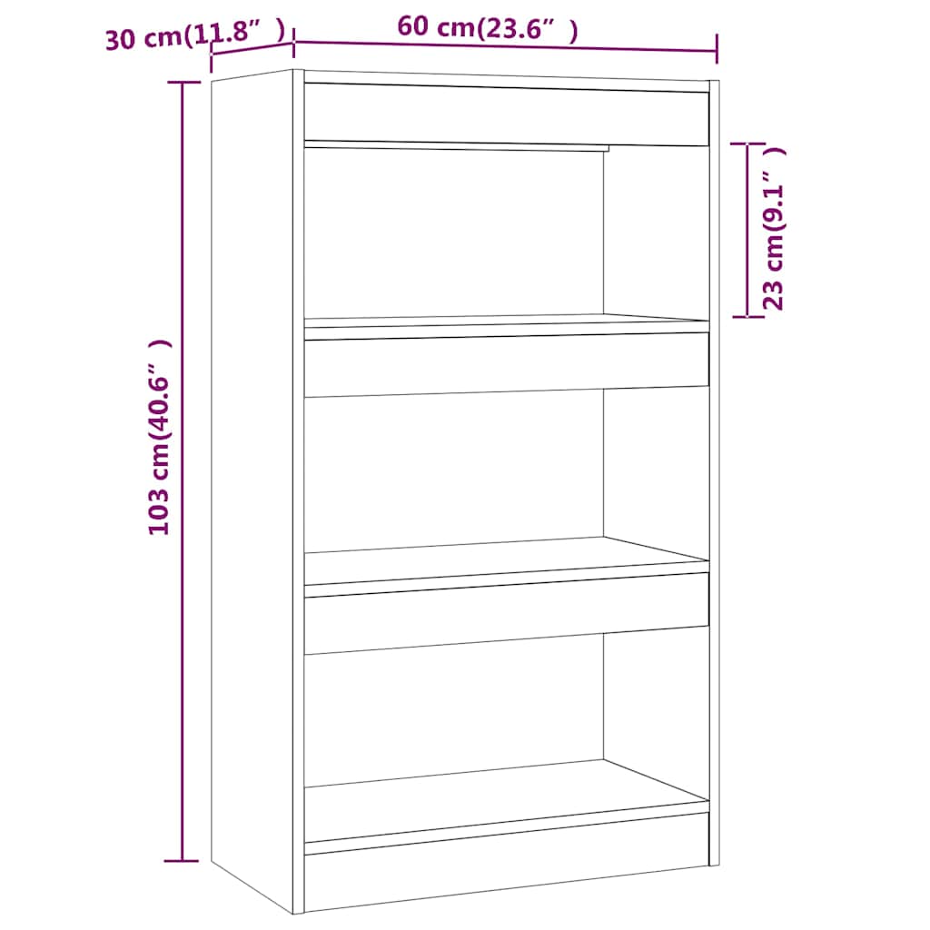 Βιβλιοθήκη/Διαχωρισ. Χώρου Sonoma Δρυς 60x30x103 εκ. Επεξ. Ξύλο