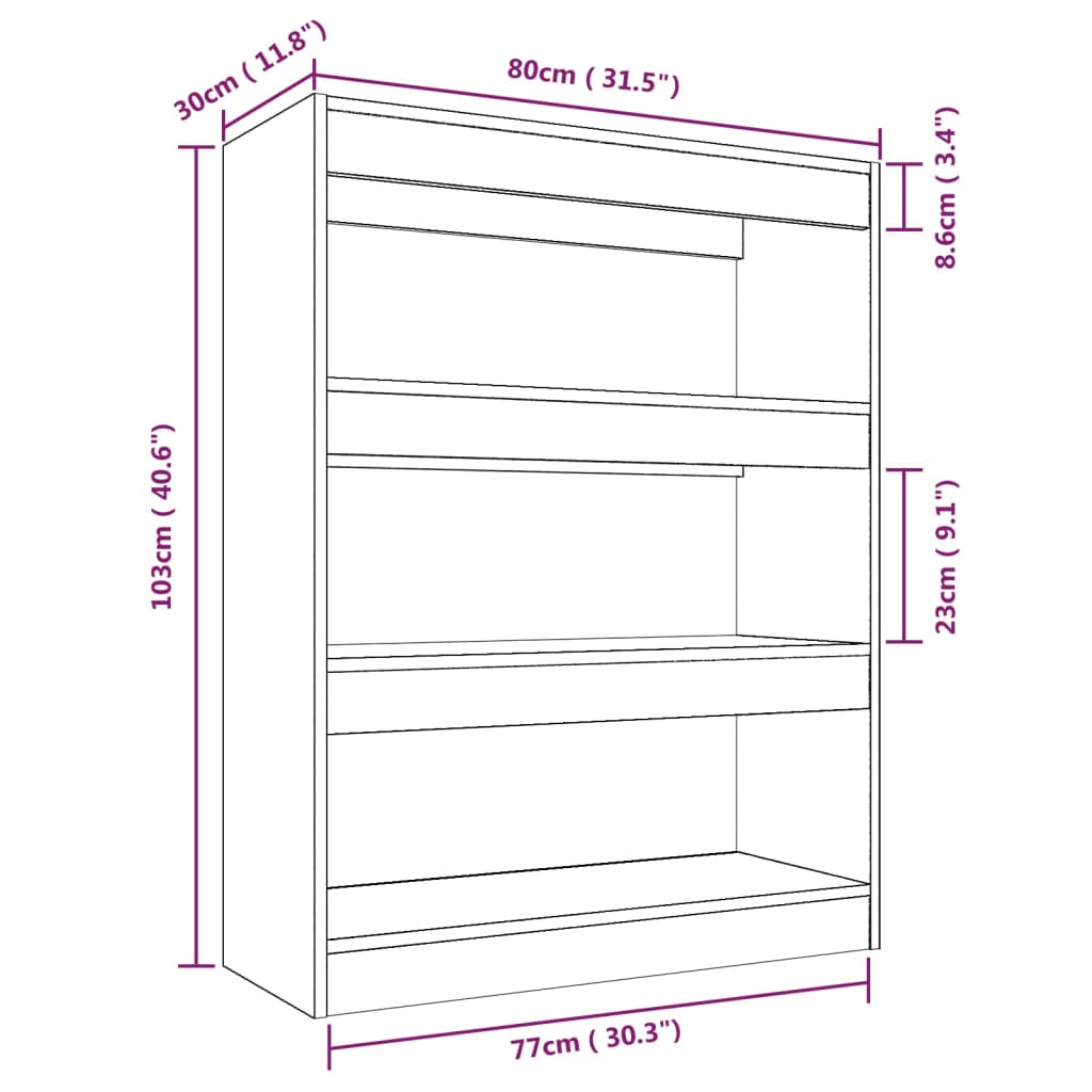 Βιβλιοθήκη/Διαχωρ. Χώρου Γκρι Sonoma 80x30x103 εκ Επεξεργ. Ξύλο