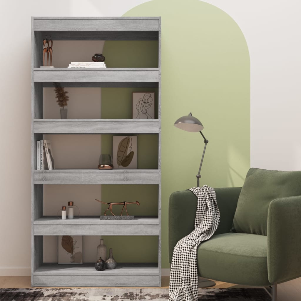 Βιβλιοθήκη/Διαχωρ. Χώρου Γκρι Sonoma 80x30x135 εκ Επεξεργ. Ξύλο