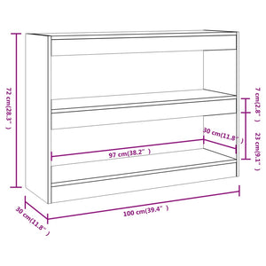 Βιβλιοθήκη/Διαχωριστικό Χώρου Γκρι Sonoma 100x30x72 εκ. - Pakobazaar