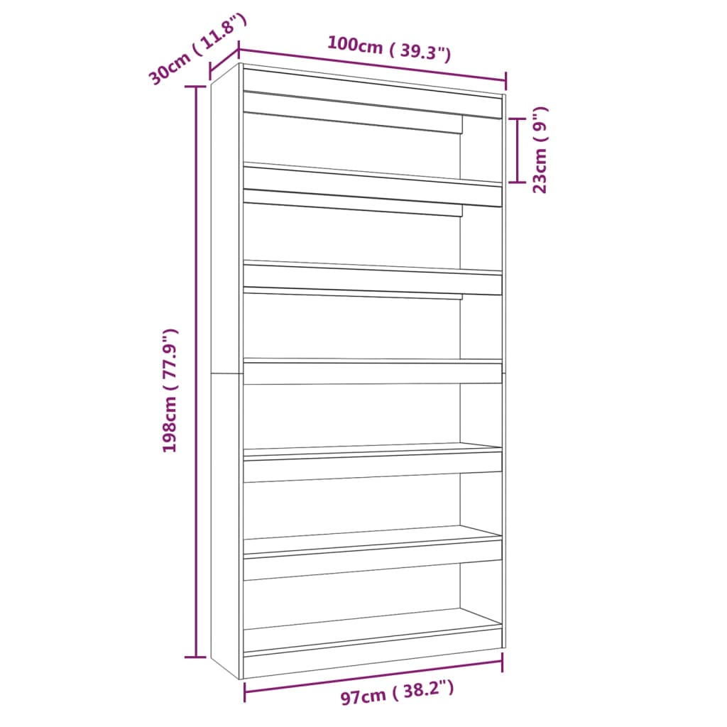 Βιβλιοθήκη/Διαχωρ. Χώρου Γκρι Sonoma 100x30x198 εκ Επεξ. Ξύλο
