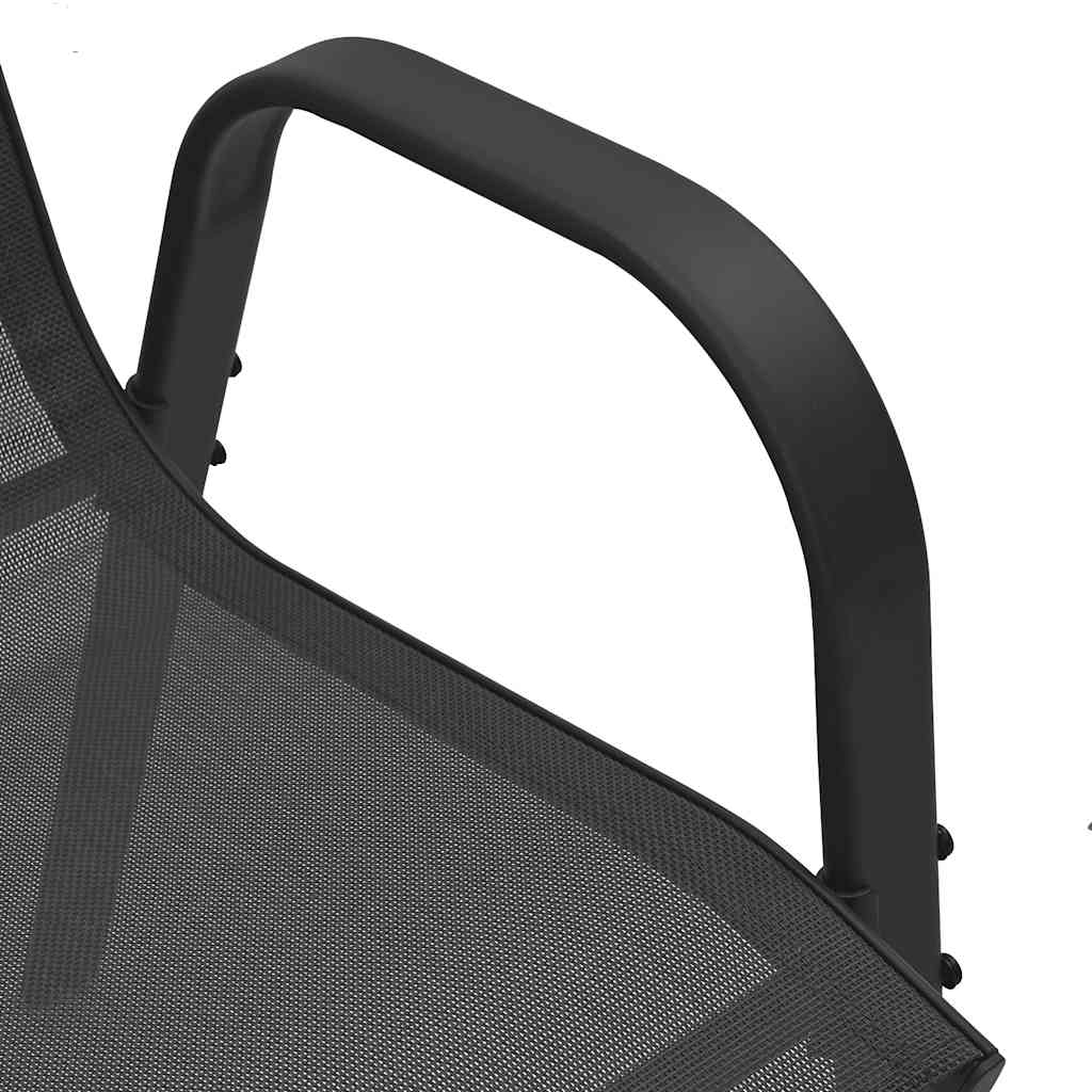 Καρέκλες Κήπου Στοιβαζόμενες 2 Τεμ. Μαύρες από Ύφασμα Textilene - Pakobazaar