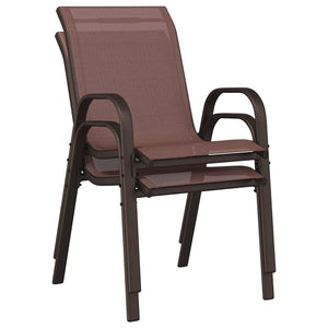 Καρέκλες Κήπου Στοιβαζόμενες 2 τεμ. Καφέ από Ύφασμα Textilene