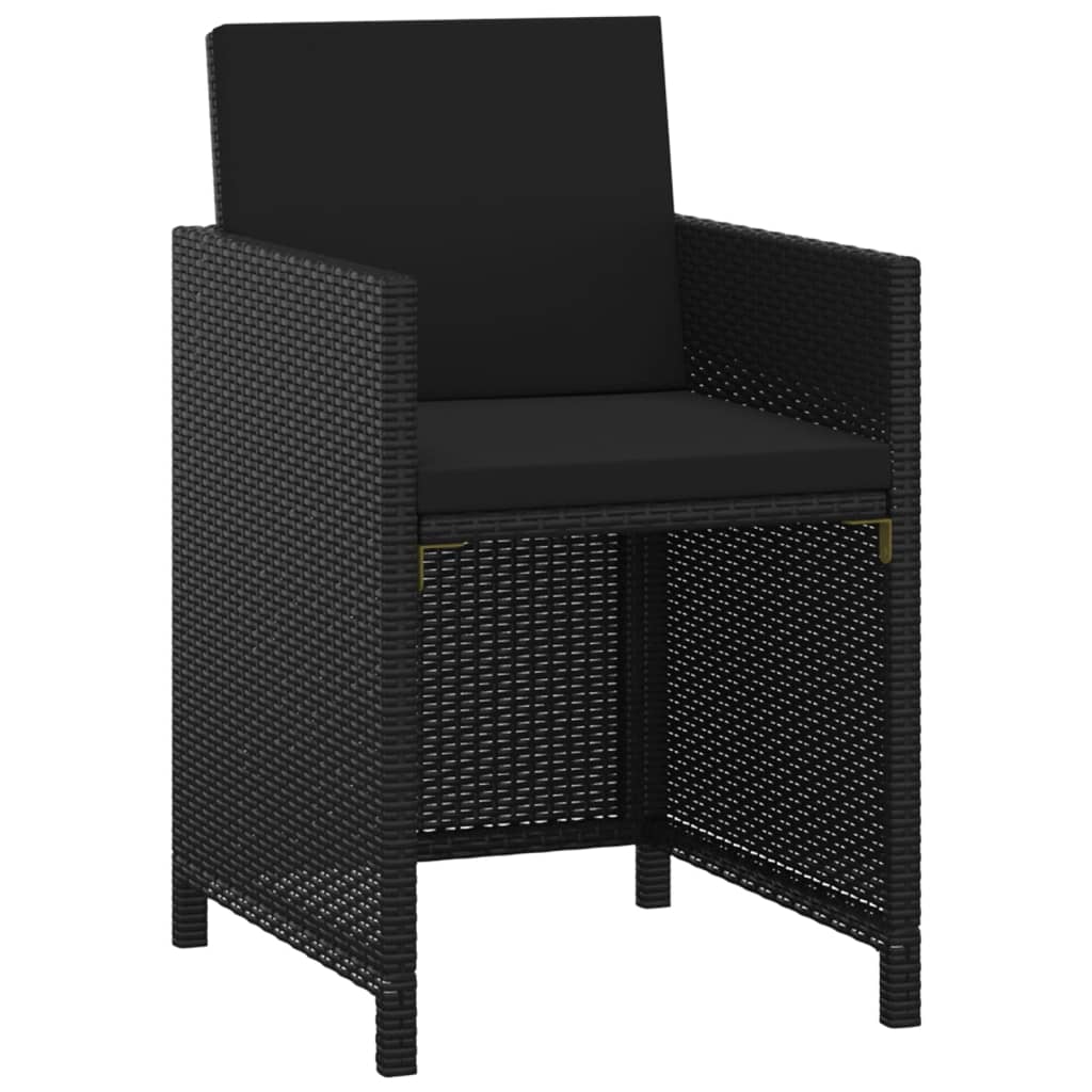 Σετ Τραπεζαρίας Κήπου 5 Τεμαχίων Μαύρο Συνθ. Ρατάν με Μαξιλάρια - PAKOBAZAAR