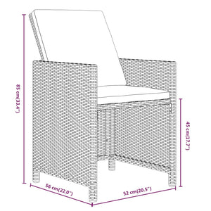 Σετ Τραπεζαρίας Κήπου 9 τεμ. Μαύρο από Συνθ. Ρατάν με Μαξιλάρια - PAKOBAZAAR