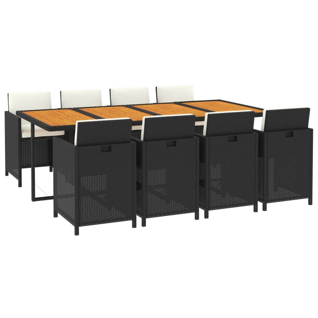 Σετ Τραπεζαρίας Κήπου 9 τεμ. Μαύρο από Συνθ. Ρατάν με Μαξιλάρια - PAKOBAZAAR