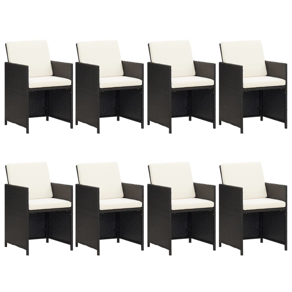 Σετ Τραπεζαρίας Κήπου 9 τεμ. Μαύρο από Συνθ. Ρατάν με Μαξιλάρια - PAKOBAZAAR