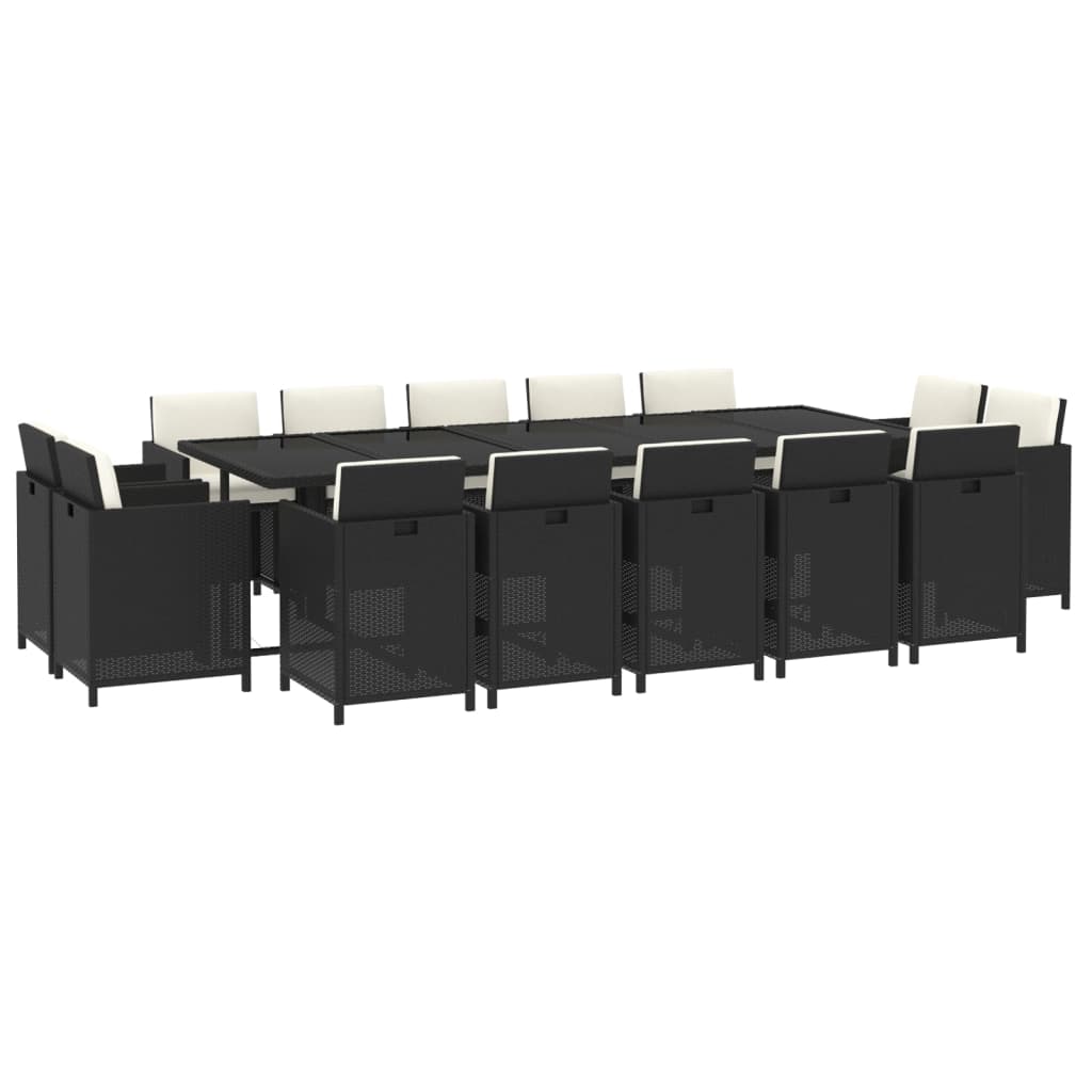 Σετ Τραπεζαρίας Κήπου 15 τεμ Μαύρο από Συνθ. Ρατάν με Μαξιλάρια - PAKOBAZAAR