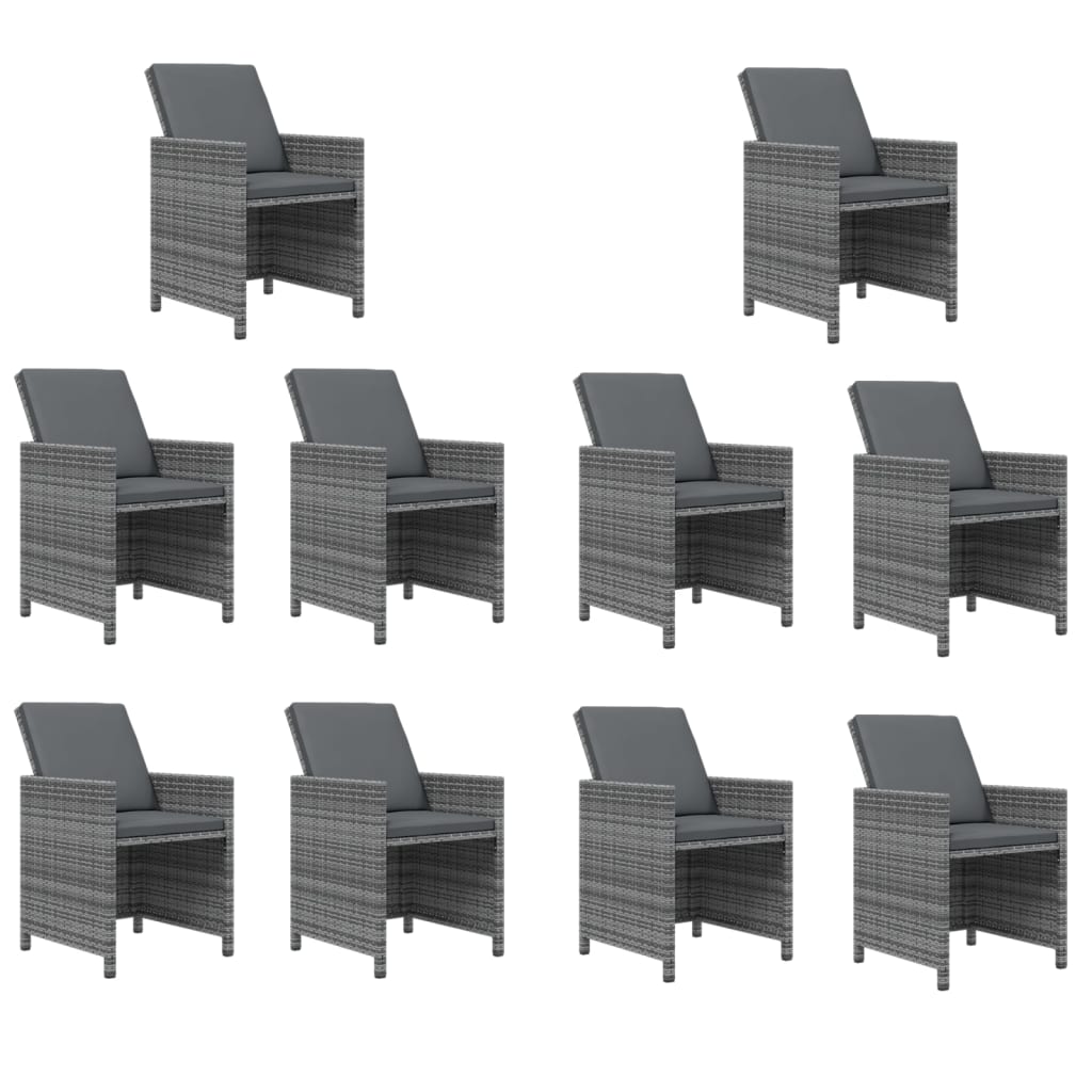 Σετ Τραπεζαρίας Κήπου 11 τεμ. Γκρι από Συνθ. Ρατάν με Μαξιλάρια - PAKOBAZAAR