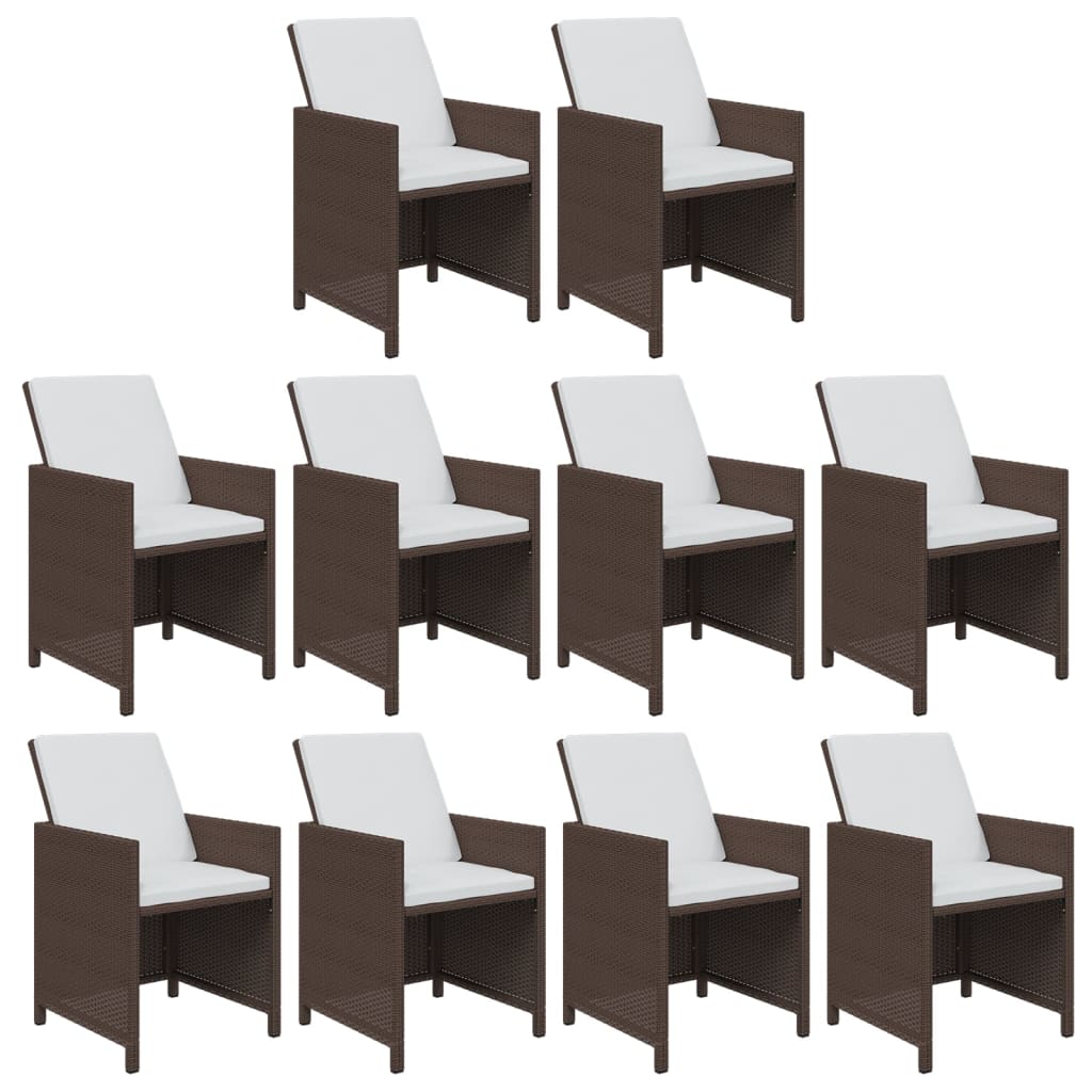 Σετ Τραπεζαρίας Κήπου 11 τεμ. Καφέ από Συνθ. Ρατάν με Μαξιλάρια - Pakobazaar