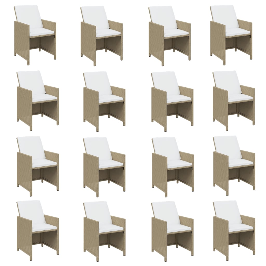 Σετ Τραπεζαρίας Κήπου 17 τεμ. Μπεζ Συνθετικό Ρατάν με Μαξιλάρια - Pakobazaar