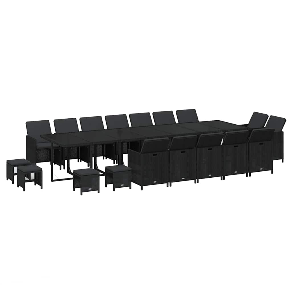 Σετ Τραπεζαρίας Κήπου 19 τεμ Μαύρο από Συνθ. Ρατάν με Μαξιλάρια - PAKOBAZAAR