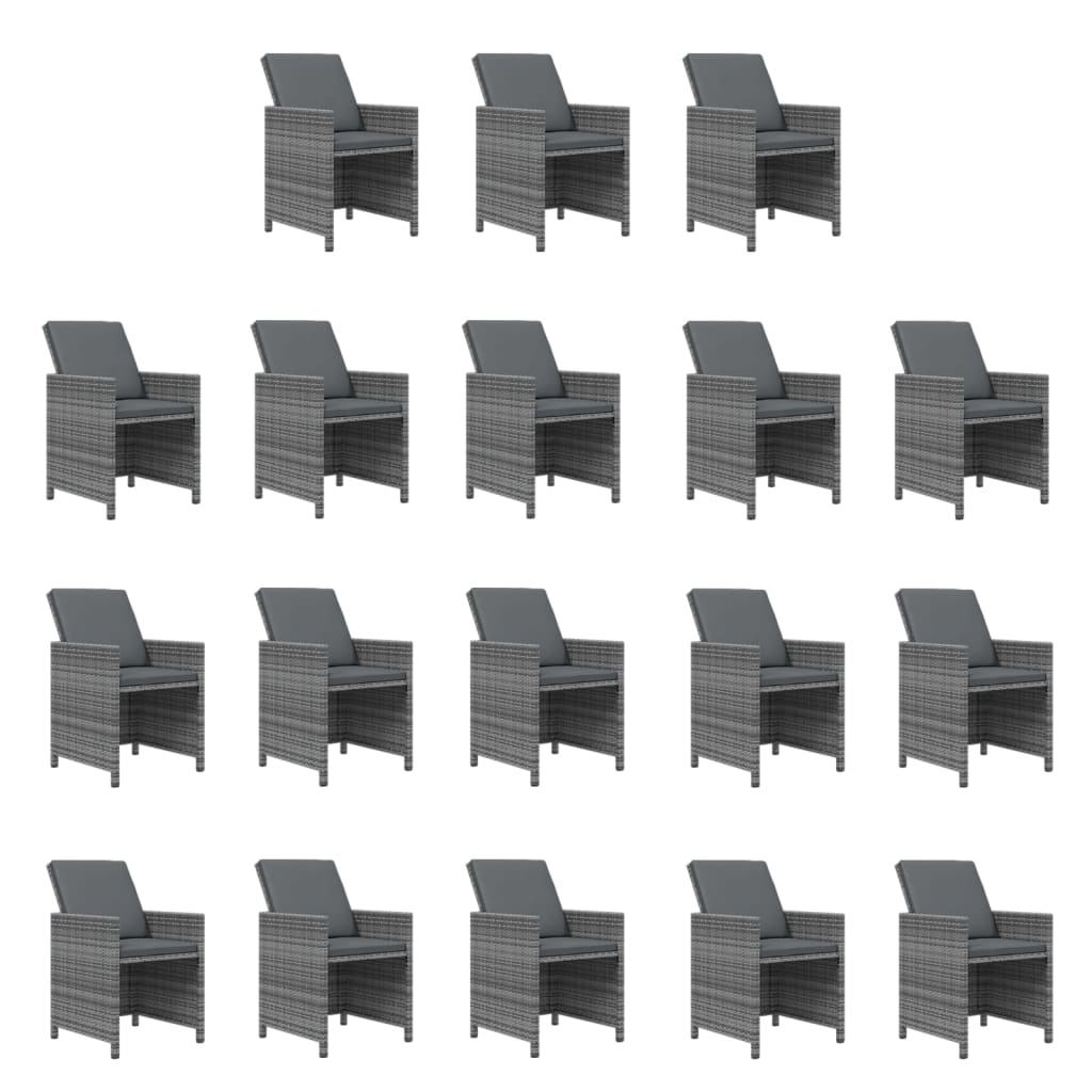 Σετ Τραπεζαρίας Κήπου 19 τεμ. Γκρι από Συνθ. Ρατάν με Μαξιλάρια - PAKOBAZAAR