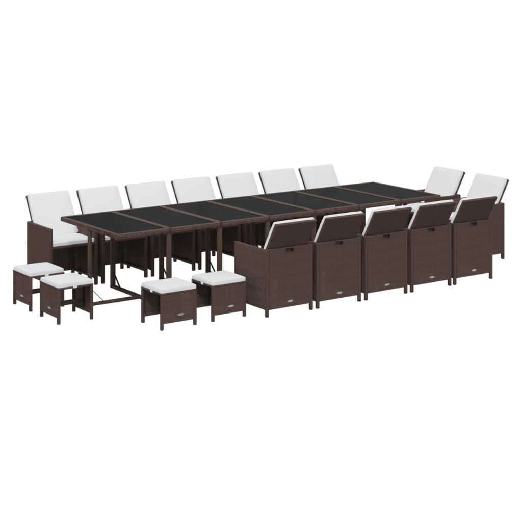 Σετ Τραπεζαρίας Κήπου 19 τεμ. Καφέ από Συνθ. Ρατάν με Μαξιλάρια - Pakobazaar