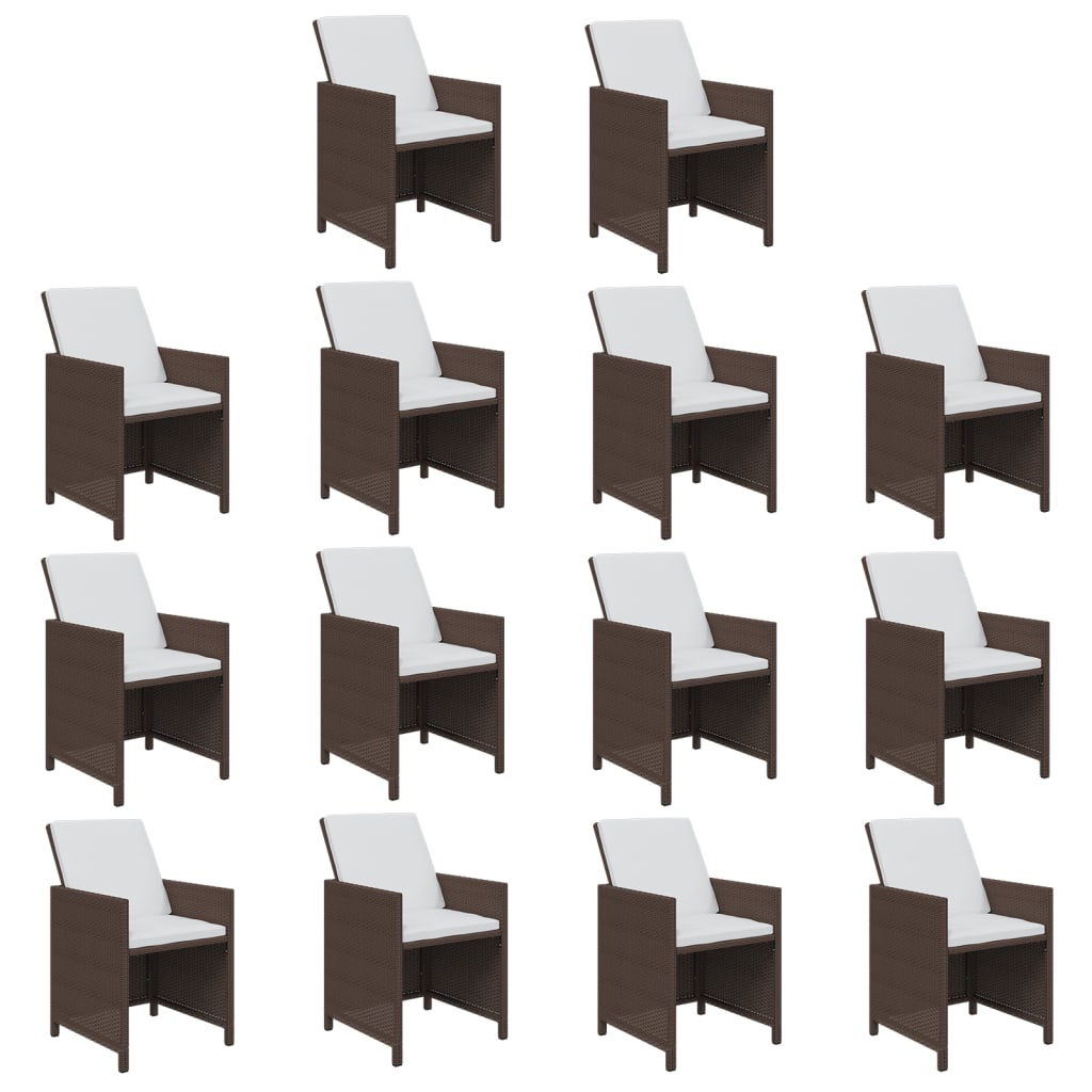 Σετ Τραπεζαρίας Κήπου 19 τεμ. Καφέ από Συνθ. Ρατάν με Μαξιλάρια - Pakobazaar