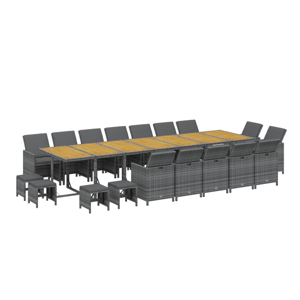 Σετ Τραπεζαρίας Κήπου 19 τεμ. Γκρι Συνθετικό Ρατάν με Μαξιλάρια - PAKOBAZAAR