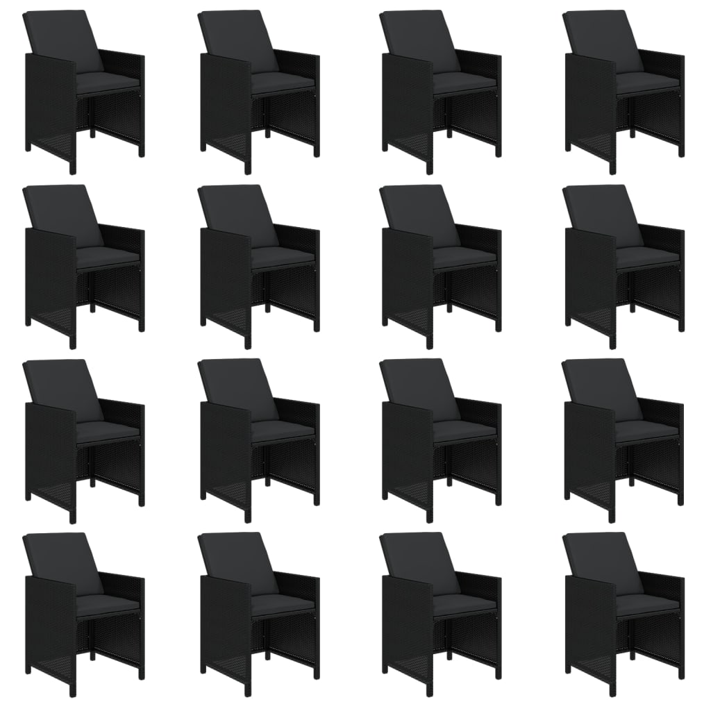 Σετ Τραπεζαρίας Κήπου 17 τεμ Μαύρο από Συνθ. Ρατάν με Μαξιλάρια - PAKOBAZAAR