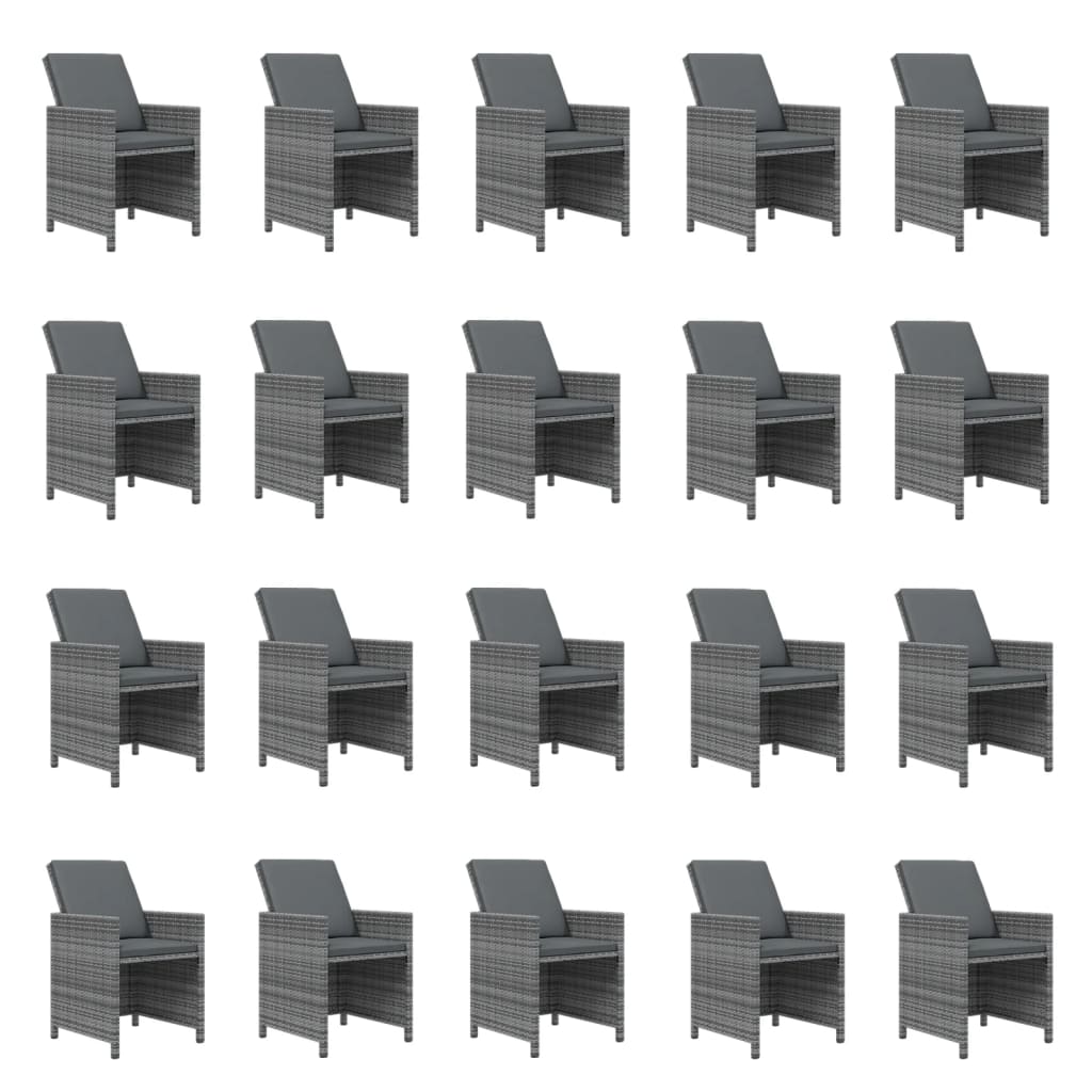 Σετ Τραπεζαρίας Κήπου 21 τεμ. Γκρι Συνθ. Ρατάν με Μαξιλάρια - PAKOBAZAAR