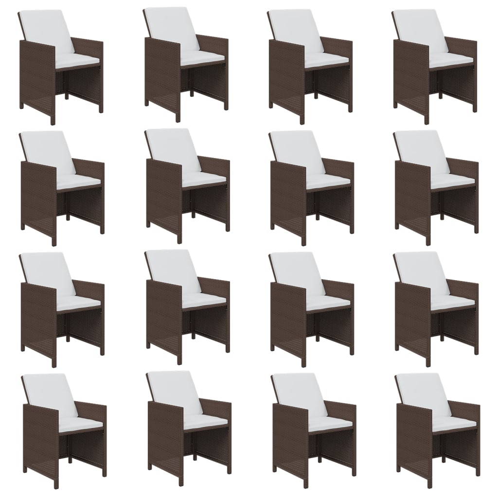 Σετ Τραπεζαρίας Κήπου 17 τεμ Καφέ από Συνθ. Ρατάν με Μαξιλάρια - Pakobazaar