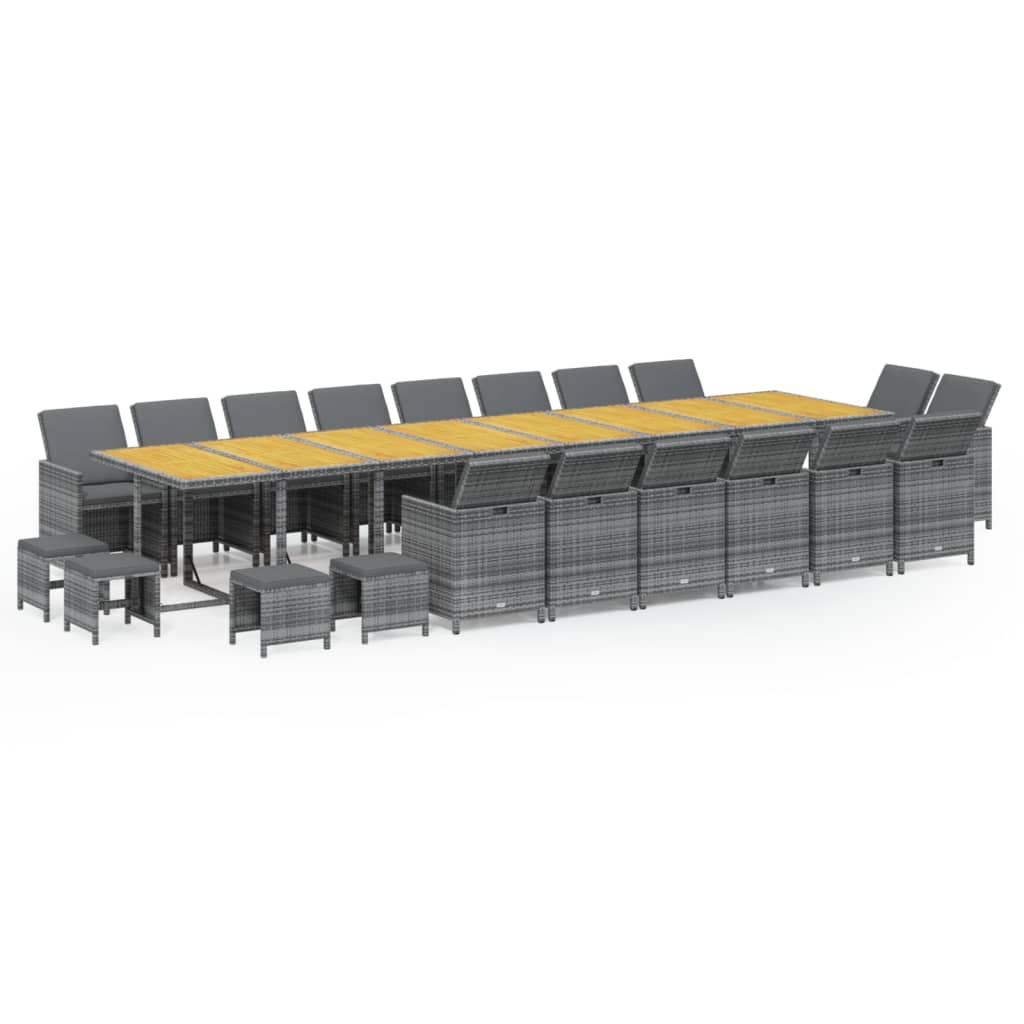 Σετ Τραπεζαρίας Κήπου 21 τεμ. Γκρι Συνθ. Ρατάν με Μαξιλάρια - PAKOBAZAAR