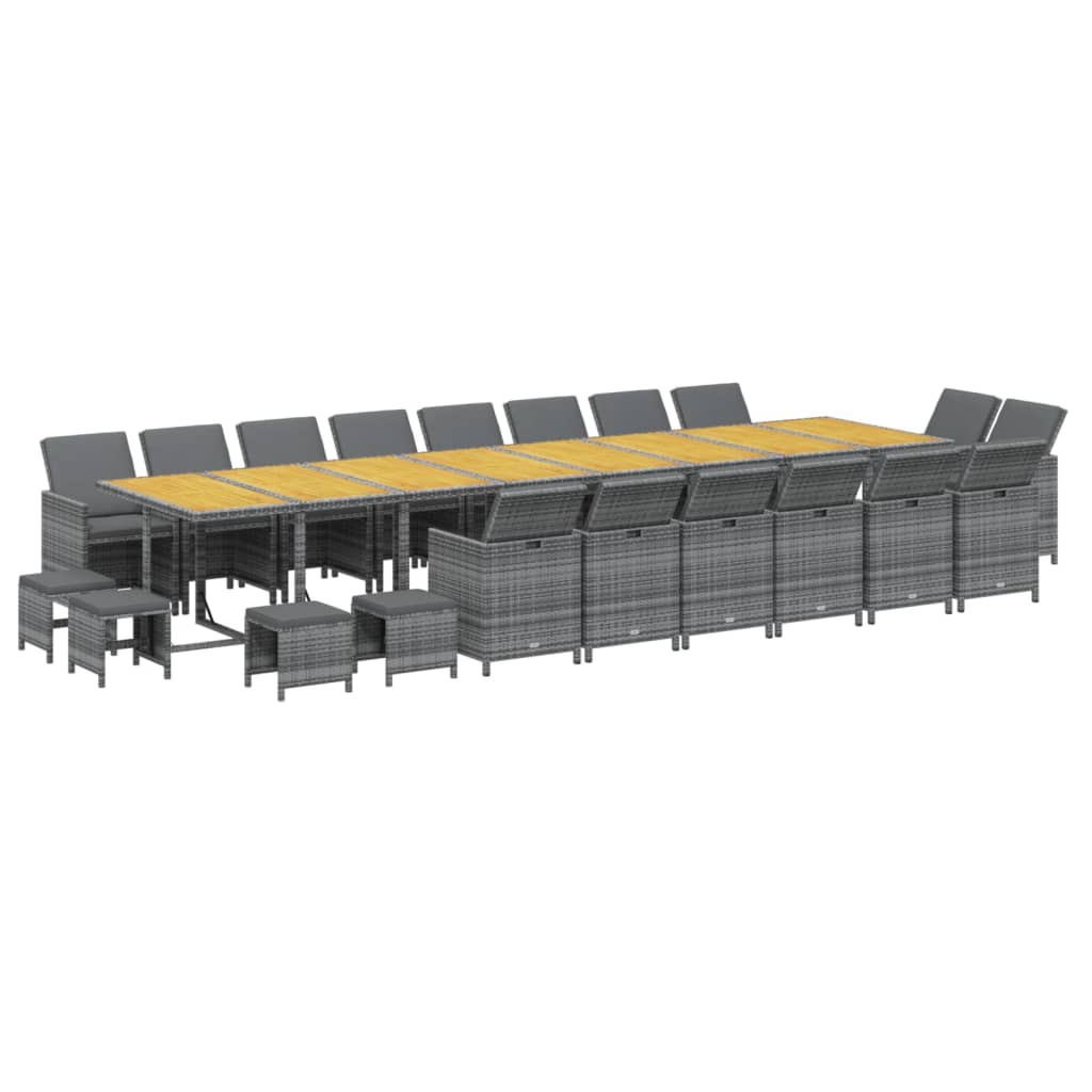 Σετ Τραπεζαρίας Κήπου 21 τεμ. Γκρι Συνθ. Ρατάν με Μαξιλάρια - PAKOBAZAAR