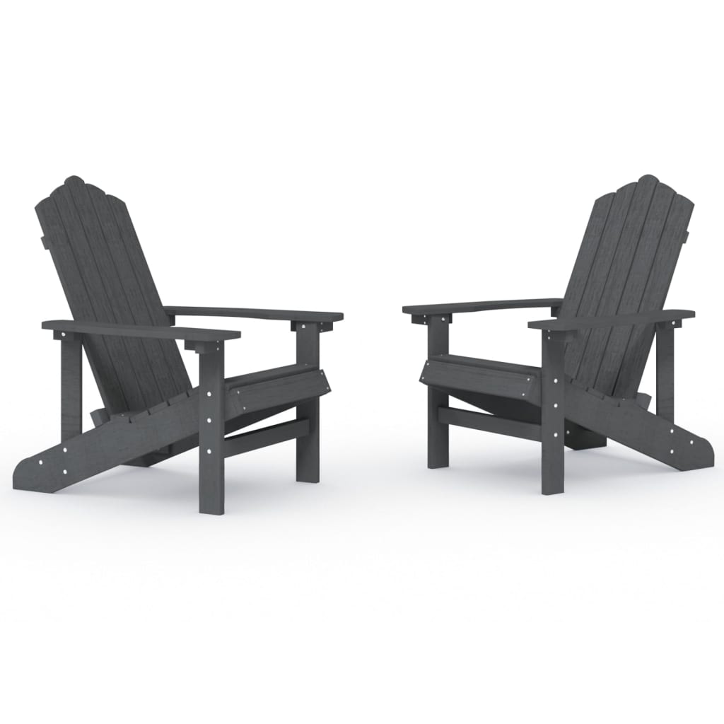 Καρέκλες Κήπου Adirondack 2 τεμ. Ανθρακί από HDPE - PAKOBAZAAR