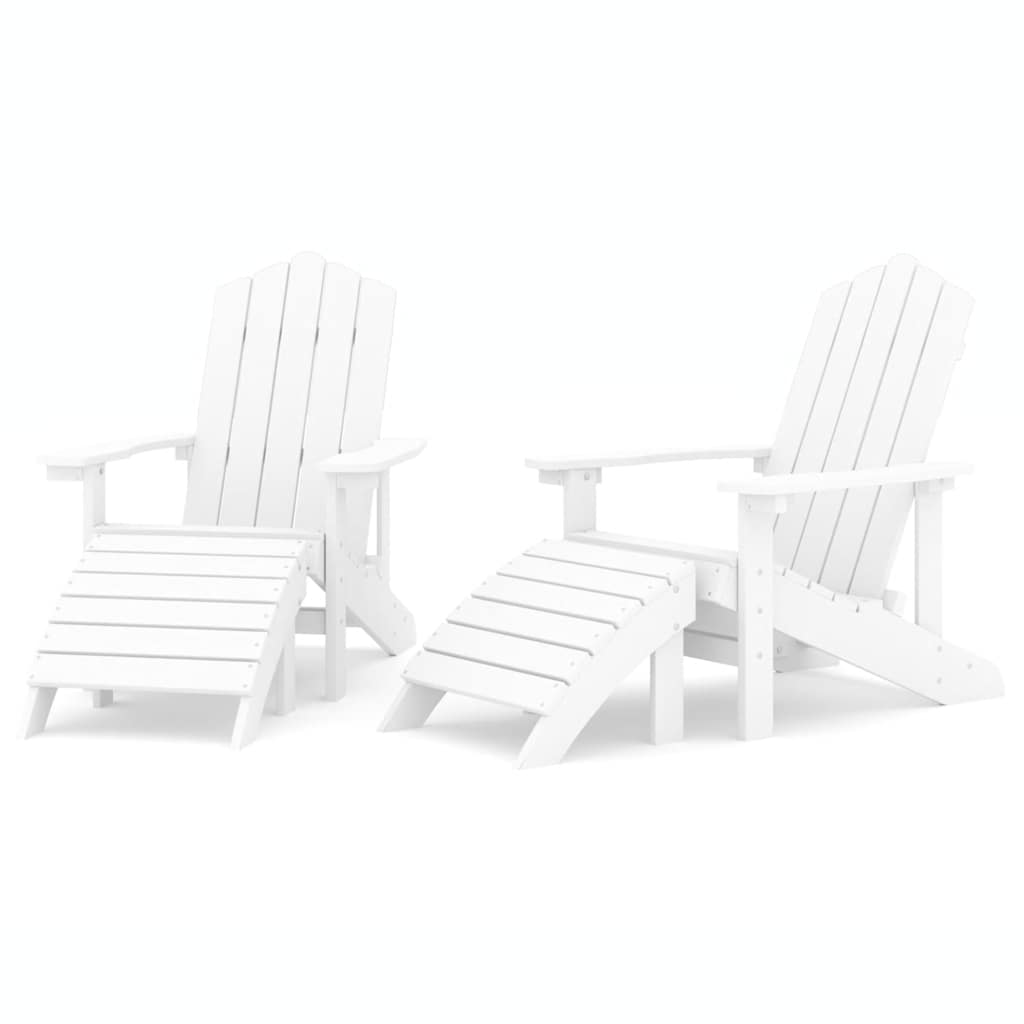 Καρέκλες Κήπου Adirondack 2 τεμ. Λευκές από HDPE με Υποπόδια - Pakobazaar
