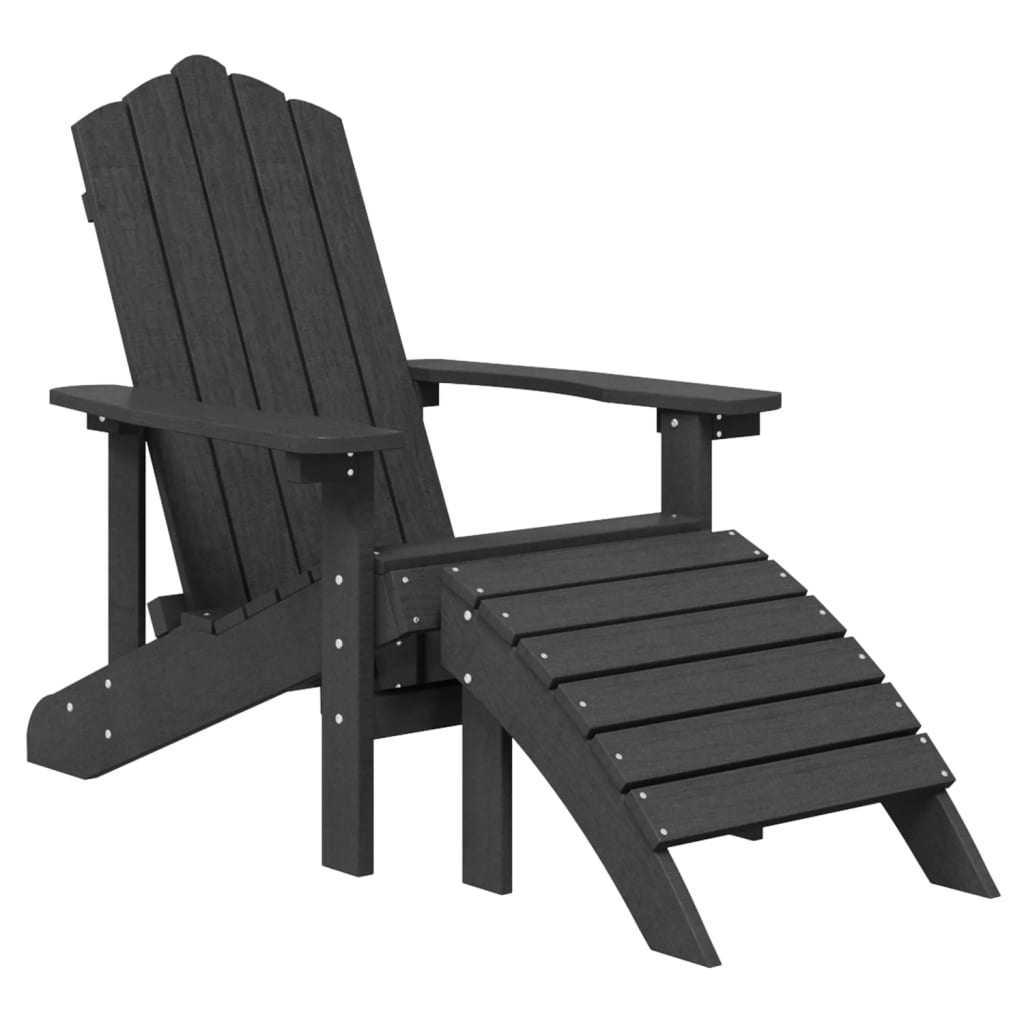 Καρέκλες Κήπου Adirondack 2 τεμ. Ανθρακί από HDPE με Υποπόδια - PAKOBAZAAR