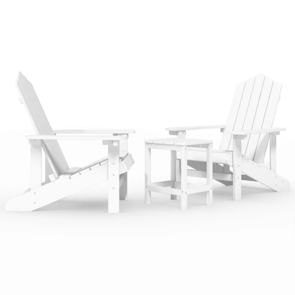 Καρέκλες Κήπου Adirondack Λευκές από HDPE με Τραπεζάκι - PAKOBAZAAR