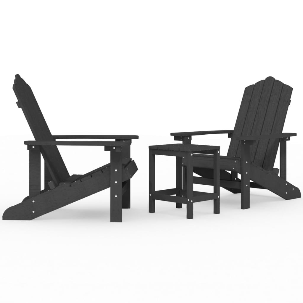 Καρέκλες Κήπου Adirondack Ανθρακί από HDPE με Τραπεζάκι - PAKOBAZAAR