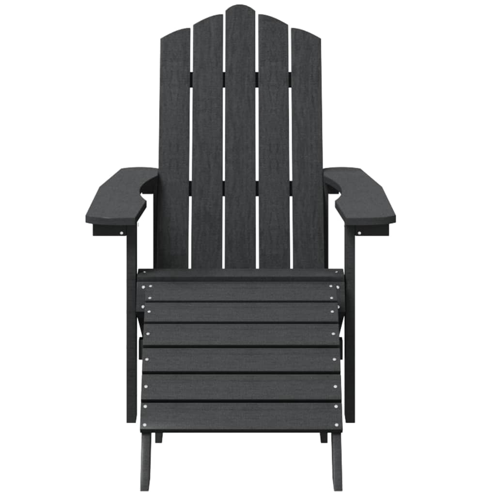 Καρέκλα Κήπου Adirondack Ανθρακί HDPE με Υποπόδιο & Τραπεζάκι - PAKOBAZAAR