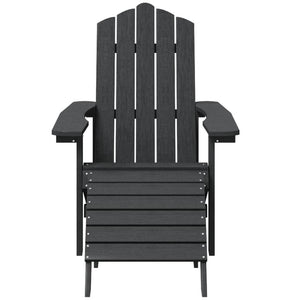 Καρέκλα Κήπου Adirondack Ανθρακί HDPE με Υποπόδιο & Τραπεζάκι - PAKOBAZAAR