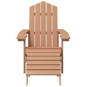 Καρέκλα Κήπου Adirondack Καφέ από HDPE με Υποπόδιο & Τραπεζάκι - PAKOBAZAAR