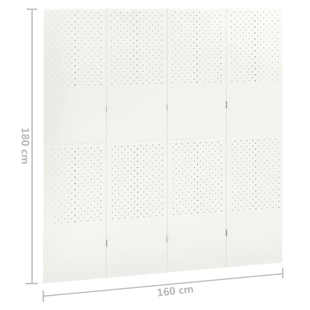 Διαχωριστικά Δωματίου 2 τεμ με 4 Πάνελ Λευκό 160x180εκ.  Ατσάλι - PAKOBAZAAR