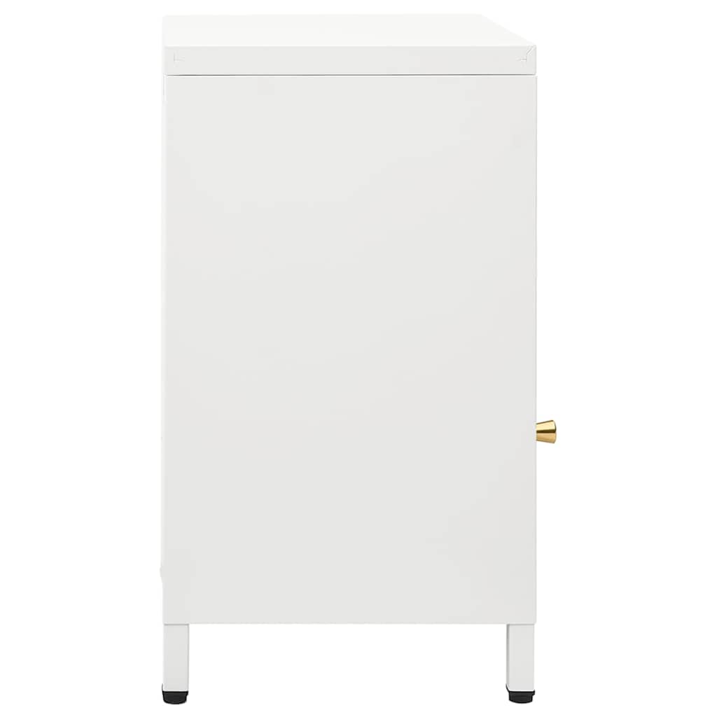 Κομοδίνα 2 τεμ. Λευκά 40 x 30 x 54,5 εκ. από Ατσάλι / Γυαλί