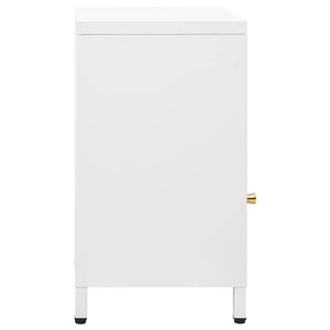 Κομοδίνα 2 τεμ. Λευκά 40 x 30 x 54,5 εκ. από Ατσάλι / Γυαλί