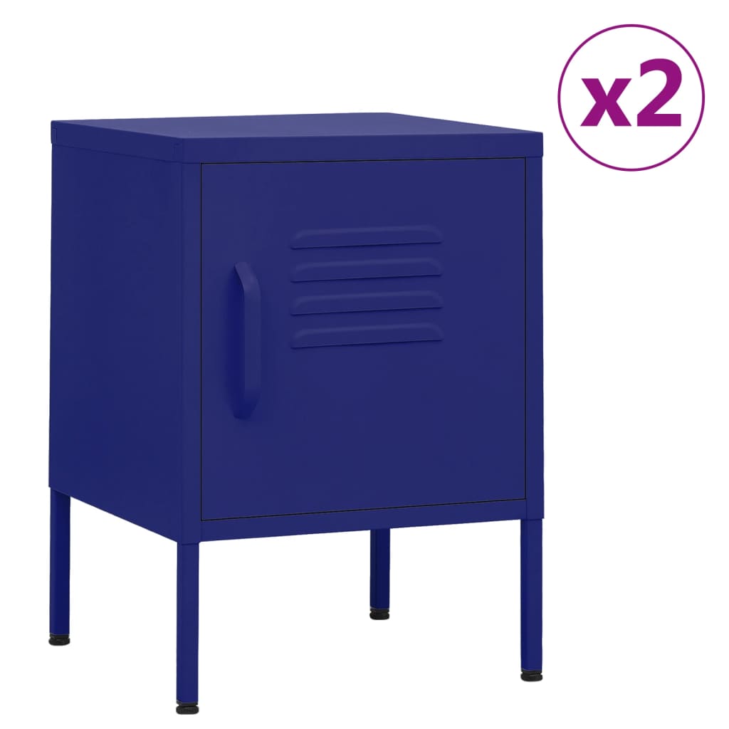 Κομοδίνα 2 τεμ. Ναυτικό Μπλε 35 x 35 x 51 εκ. Ατσάλινα - PAKOBAZAAR