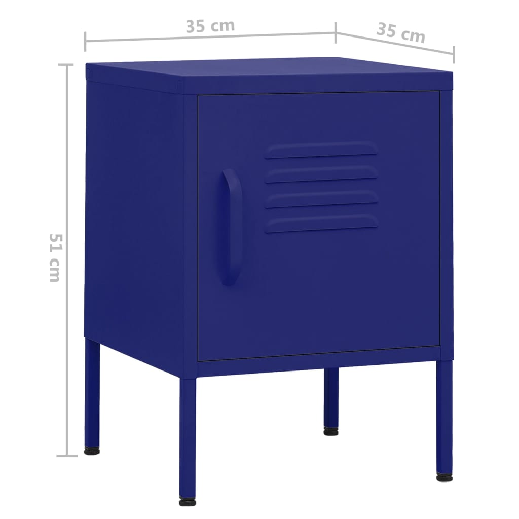 Κομοδίνα 2 τεμ. Ναυτικό Μπλε 35 x 35 x 51 εκ. Ατσάλινα - PAKOBAZAAR