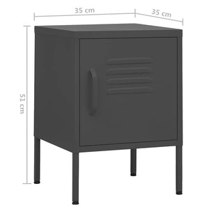Κομοδίνα 2 τεμ. Ανθρακί 35 x 35 x 51 εκ. Ατσάλινα - PAKOBAZAAR