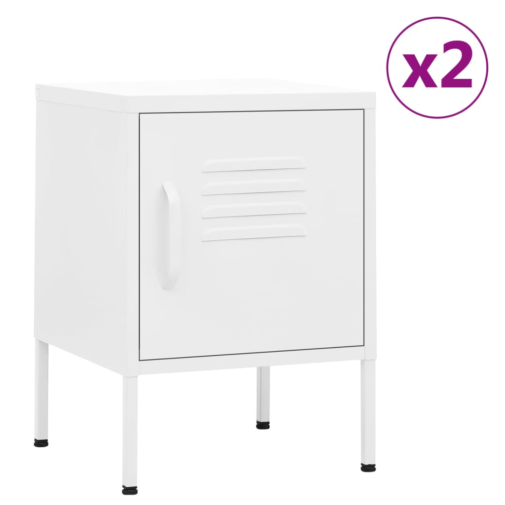 Κομοδίνα 2 τεμ. Λευκά 35 x 35 x 51 εκ. Ατσάλινα - Pakobazaar
