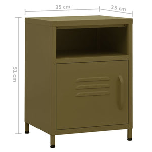 Κομοδίνα 2 τεμ. Πράσινο Ελιάς 35 x 35 x 51 εκ. Ατσάλινα - PAKOBAZAAR