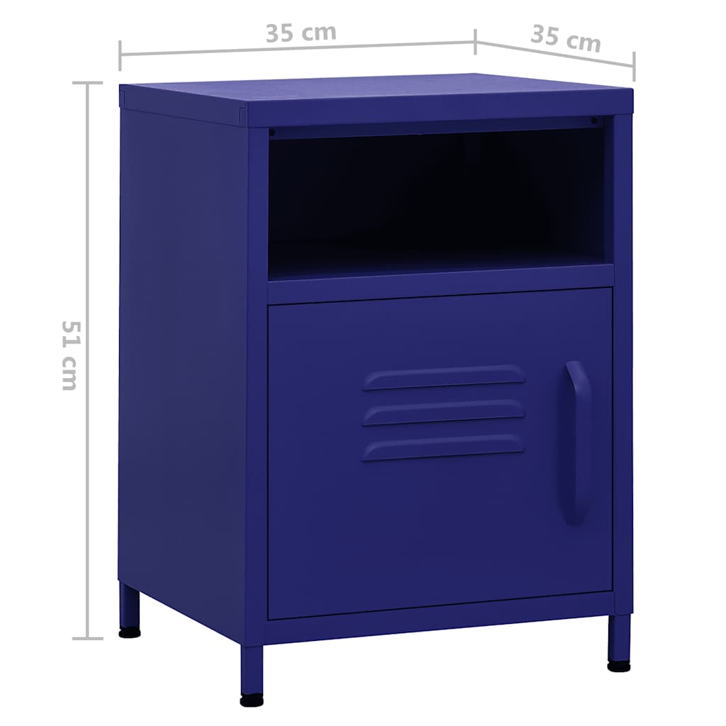 Κομοδίνα 2 τεμ. Ναυτικό Μπλε 35 x 35 x 51 εκ. Ατσάλινα - PAKOBAZAAR