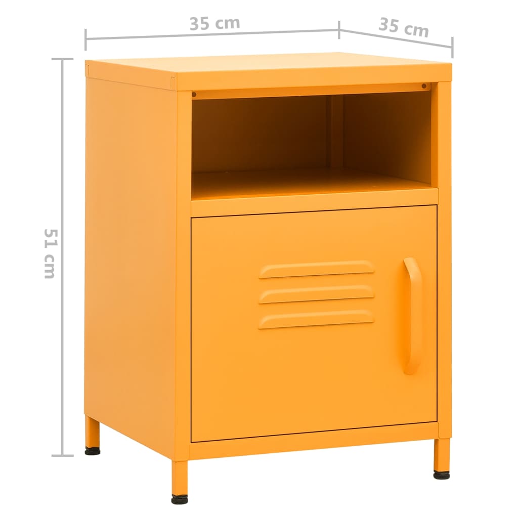 Κομοδίνα 2 τεμ. Μουσταρδί 35 x 35 x 51 εκ. Ατσάλινα - PAKOBAZAAR