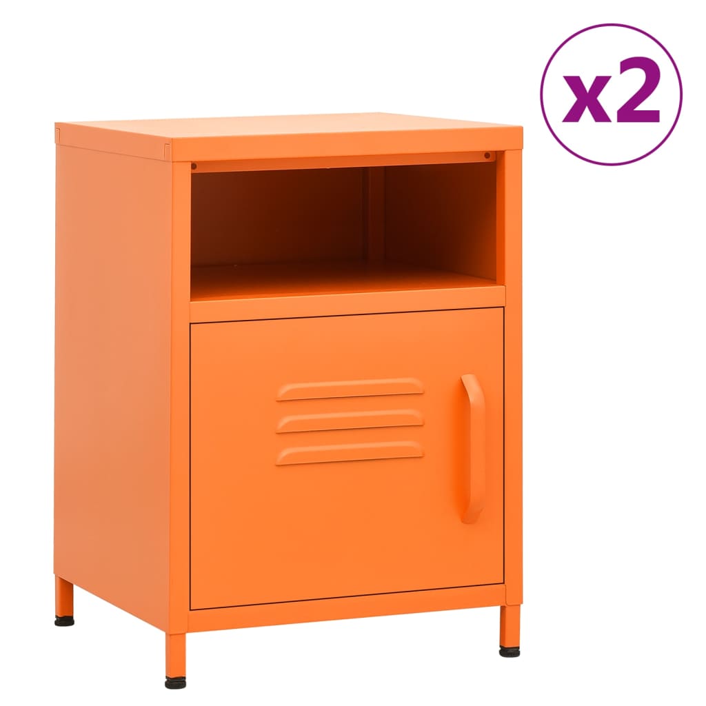 Κομοδίνα 2 τεμ. Πορτοκαλί 35 x 35 x 51 εκ. Ατσάλινα - PAKOBAZAAR