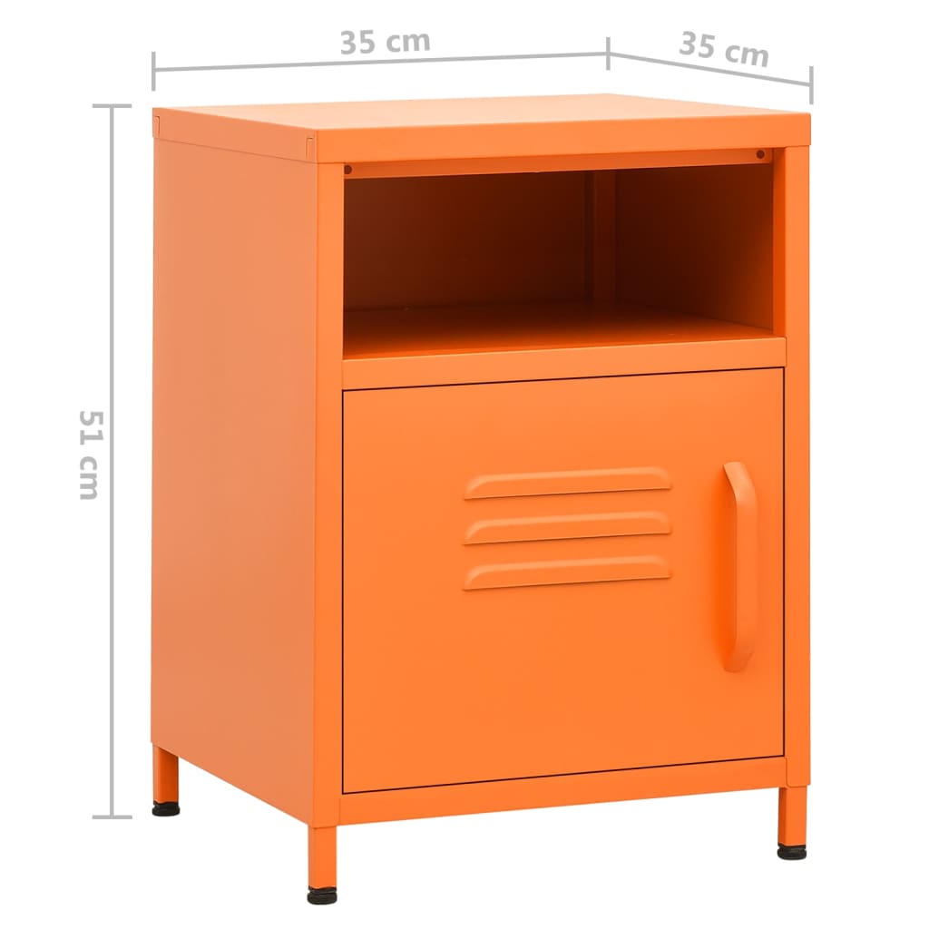 Κομοδίνα 2 τεμ. Πορτοκαλί 35 x 35 x 51 εκ. Ατσάλινα - PAKOBAZAAR